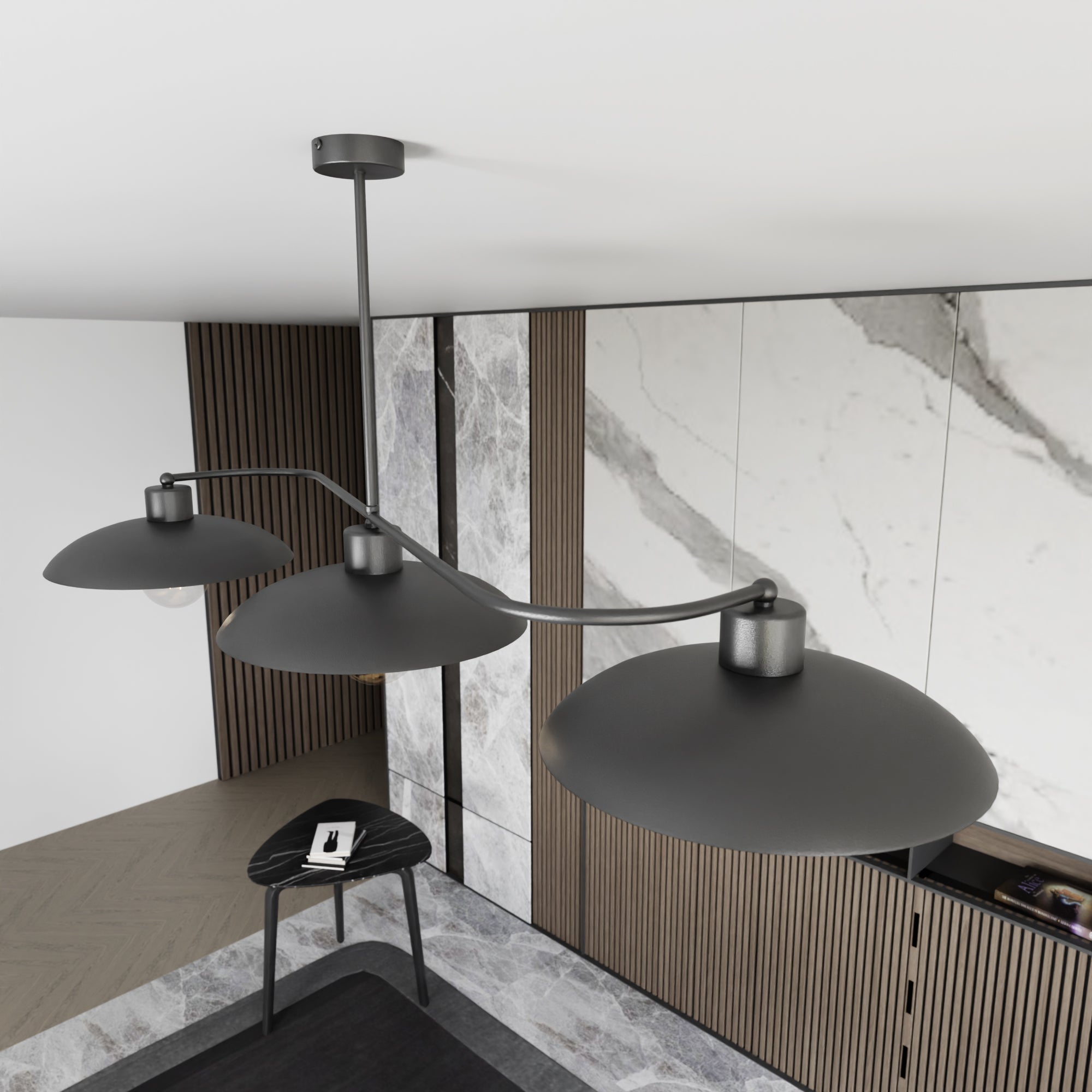 Żyrandol Lampa Wisząca LOFT INEZ Metalowa 3 punkty E27 Sufitowa CZARNA - LAITICA