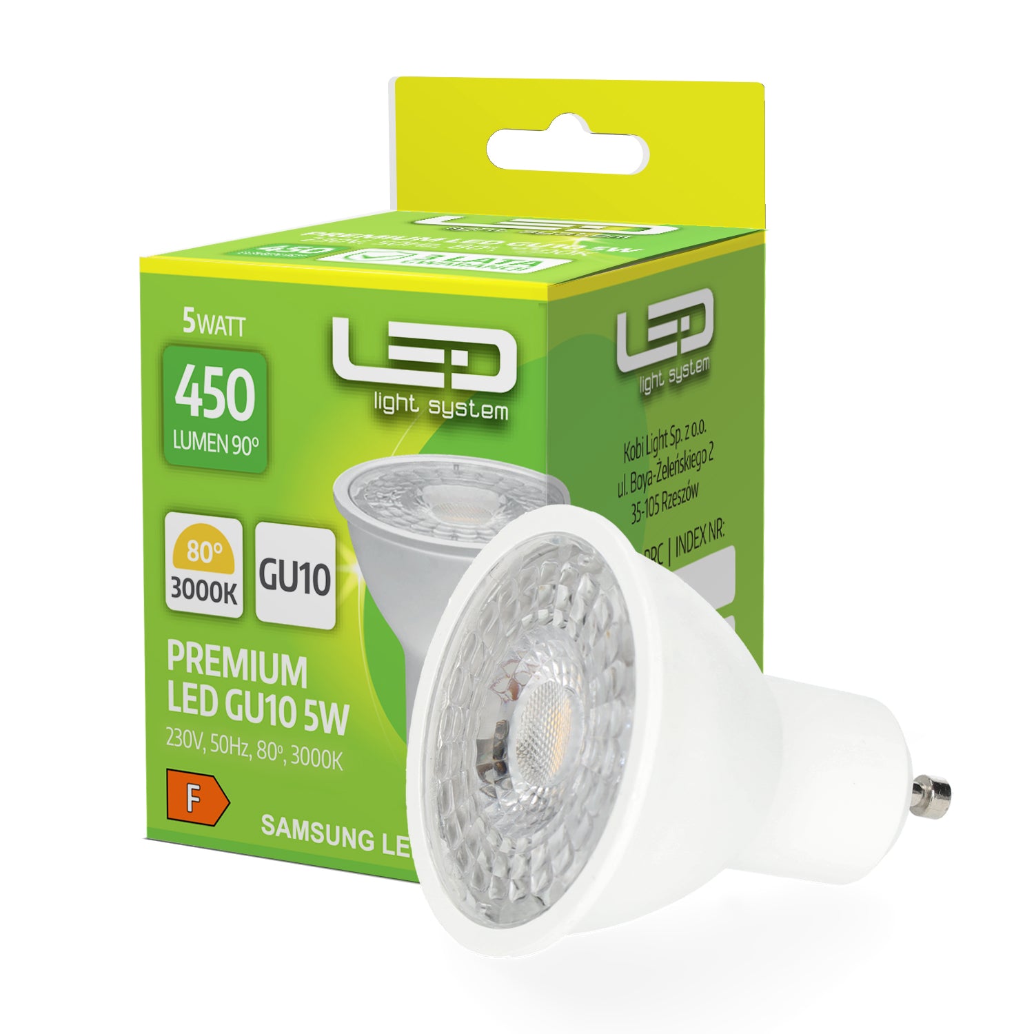 300x Żarówka PREMIUM LED GU10 5W Barwa Ciepła 3000K LLS dioda SAMSUNG