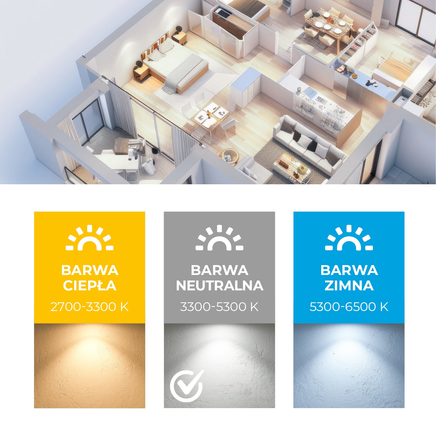 Zestaw 50x Żarówka LED GU10 5W barwa Neutralna Biała 4000K LLS