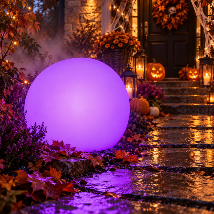 Kula LED Halloween 40 cm solarna RGB USB pilot lampa ogrodowa dekoracja