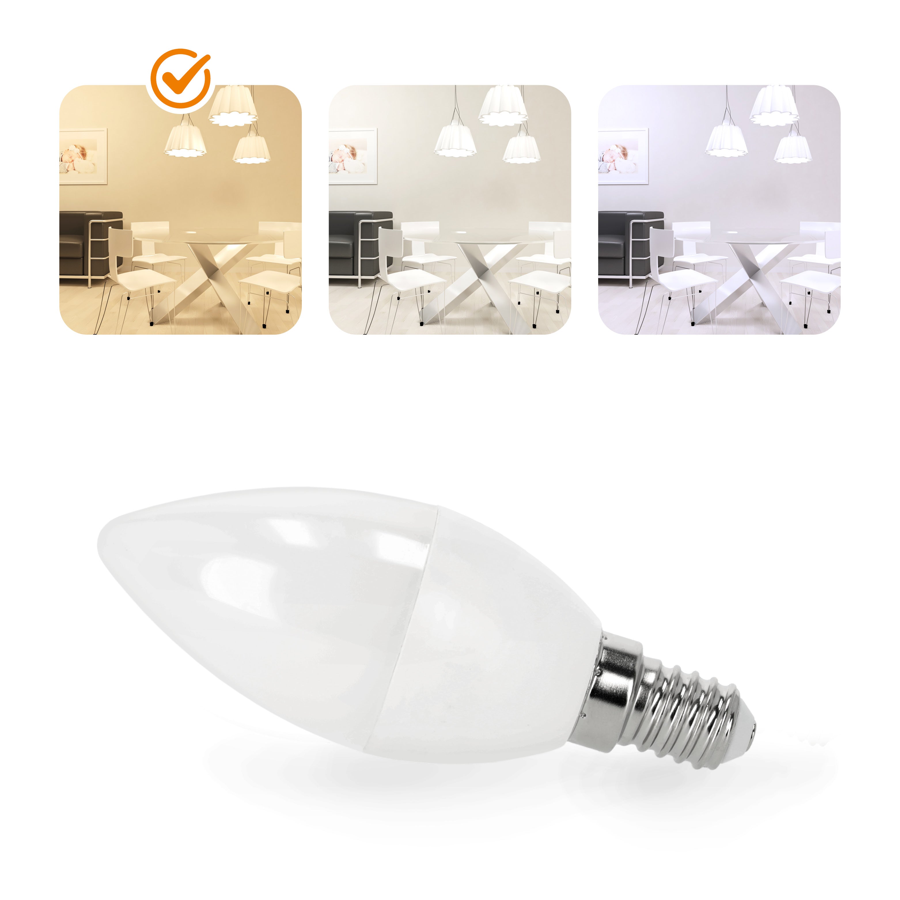 10x Żarówka LED SW E14 8,5W Barwa Ciepła 3000K 806lm Żarówka Świeczka