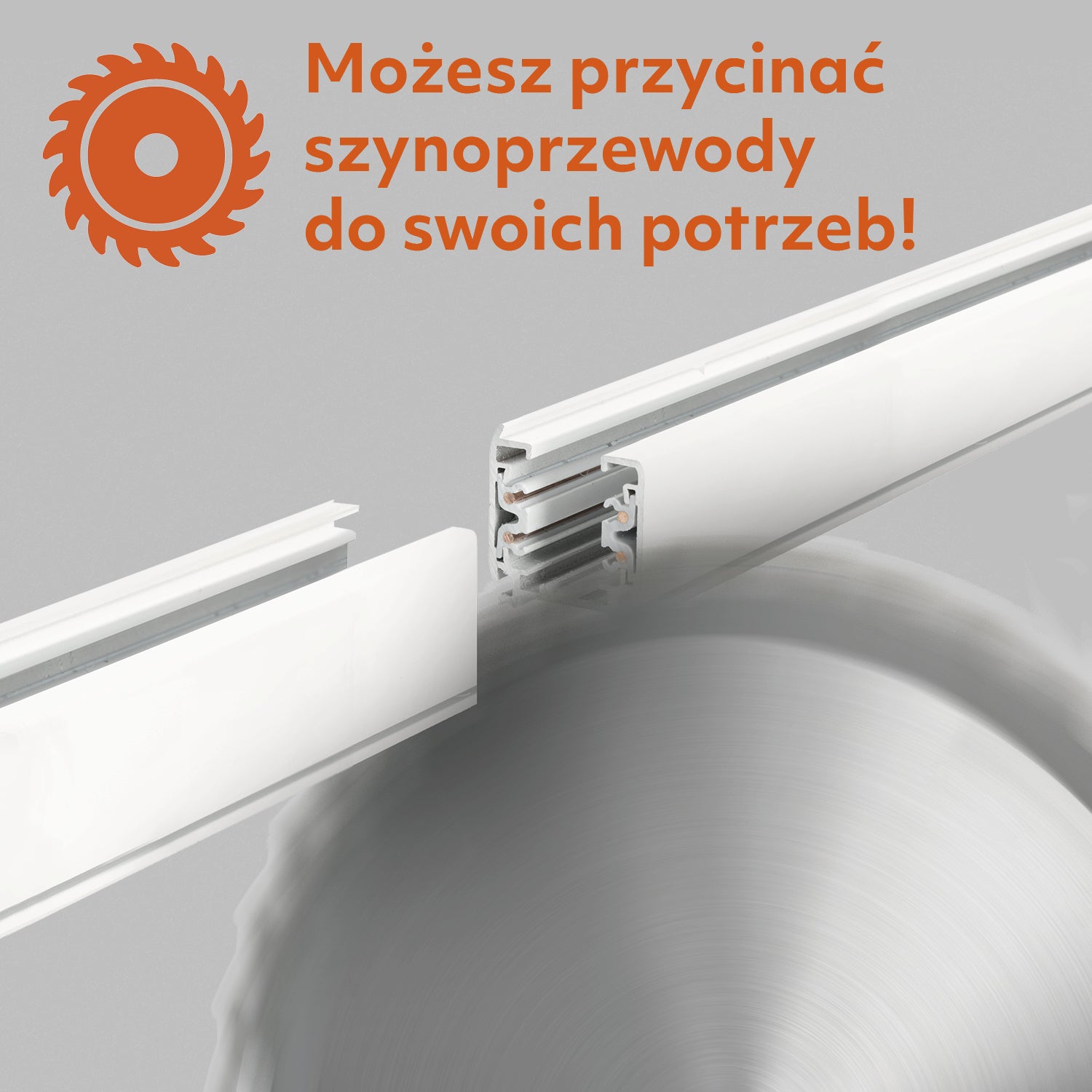 Zestaw szynowy 3 fazowy szyna 2m+2m, I zew., 8x Lampa, 2x zaślepka BIAŁY