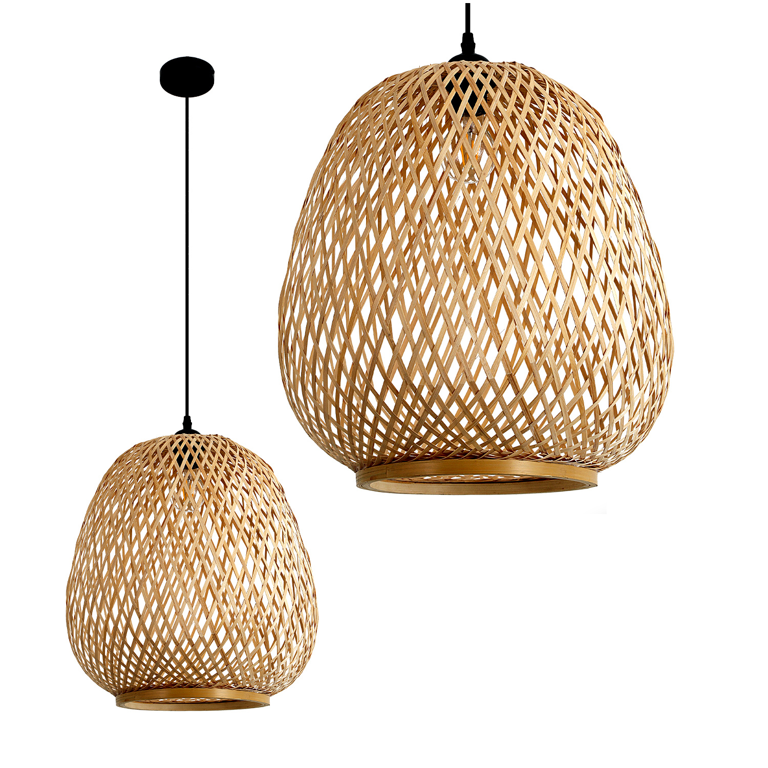 Lampa Wisząca BOHO BARSO z Bambusa NATURALNY design ozdobna Stylowa 1xE27