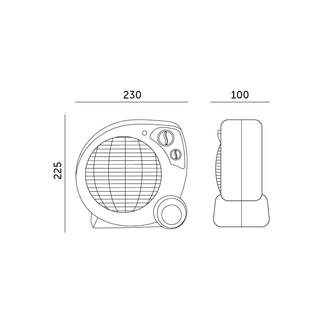 Termowentylator AERO 2000W z regulacją nawiewu wymiary 