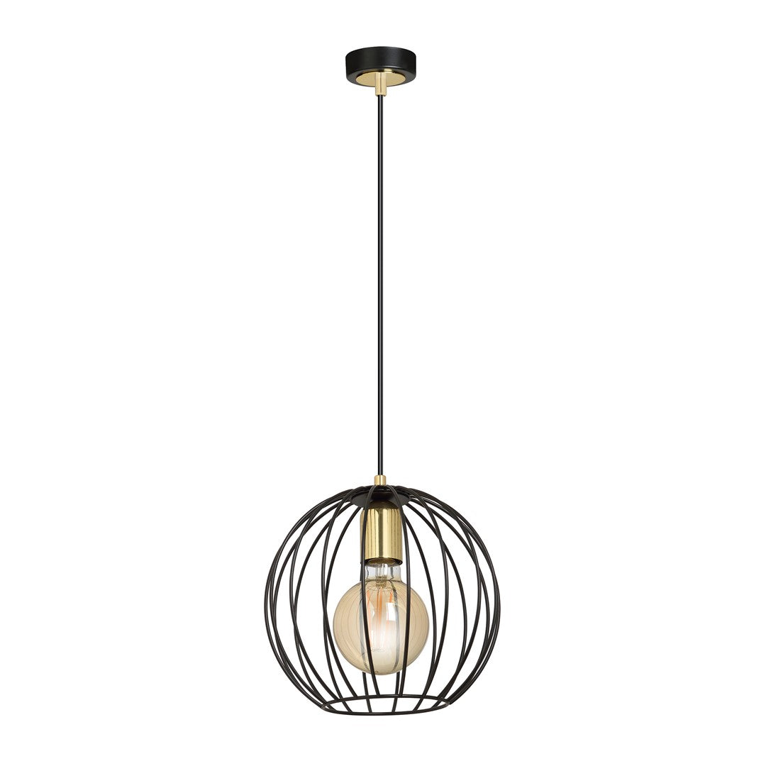 Lampa wisząca ALBIO 1 BLACK nowoczesna, loft, czarno/złota