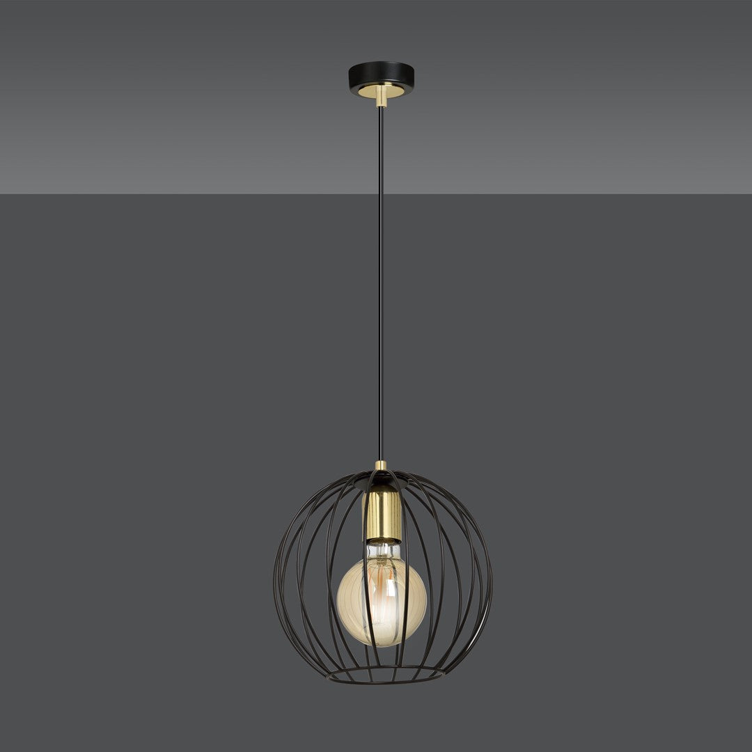 Lampa wisząca ALBIO 1 BLACK nowoczesna, loft, czarno/złota