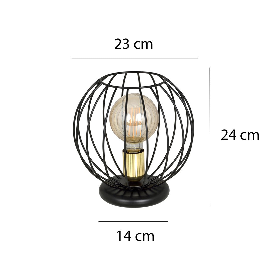 Lampka nocna ALBIO LN1 BLACK nowoczesna loft czarno/złota