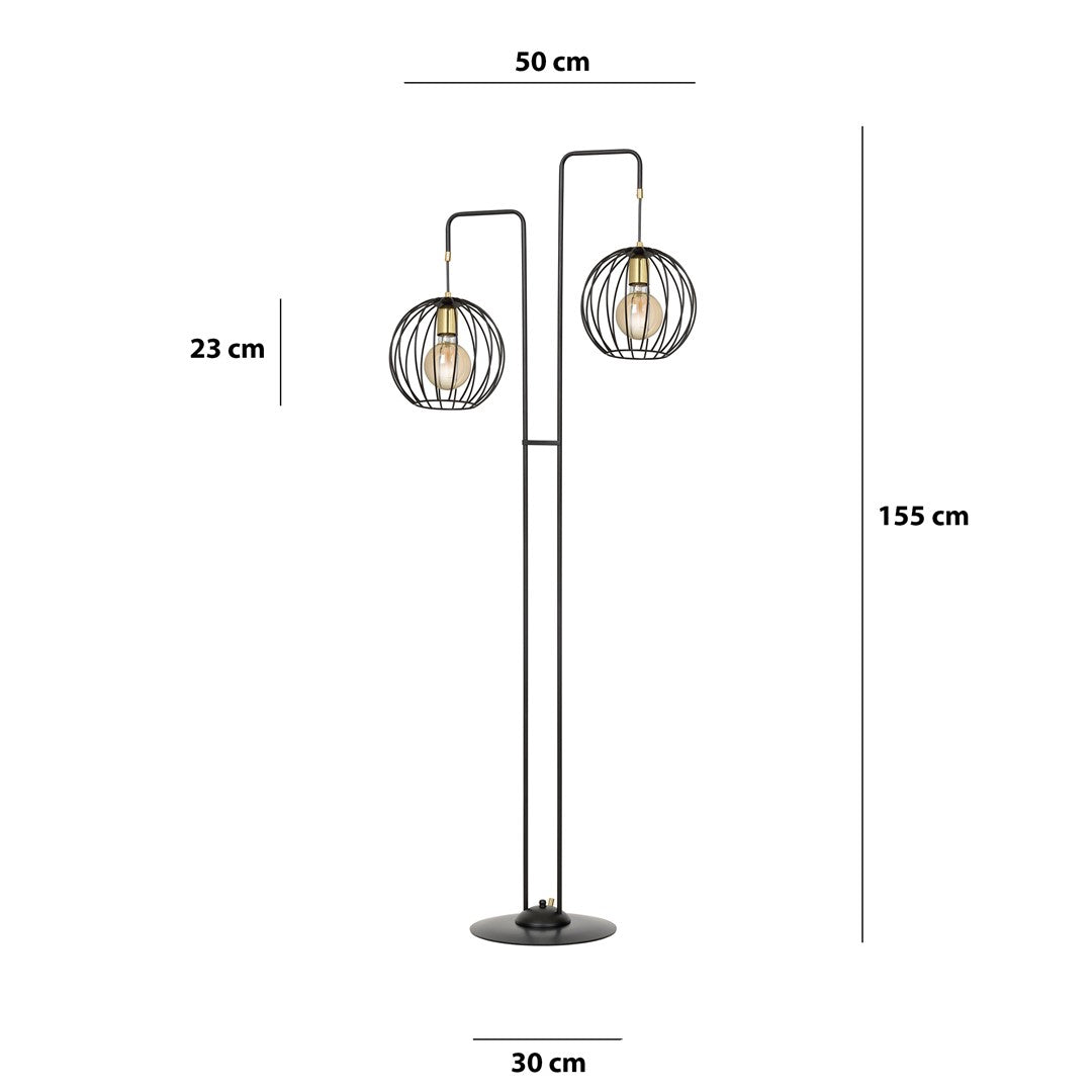 Lampa podłogowa ALBIO LP2 BLACK nowoczesna loft czarno/złota