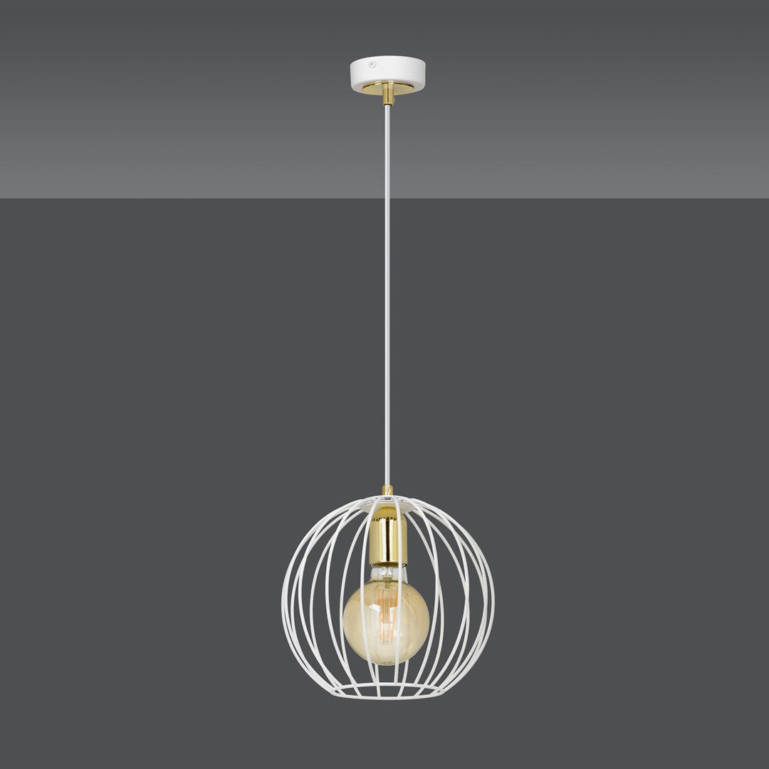 Lampa wisząca ALBIO 1 WHITE nowoczesna, loft, biało/złota