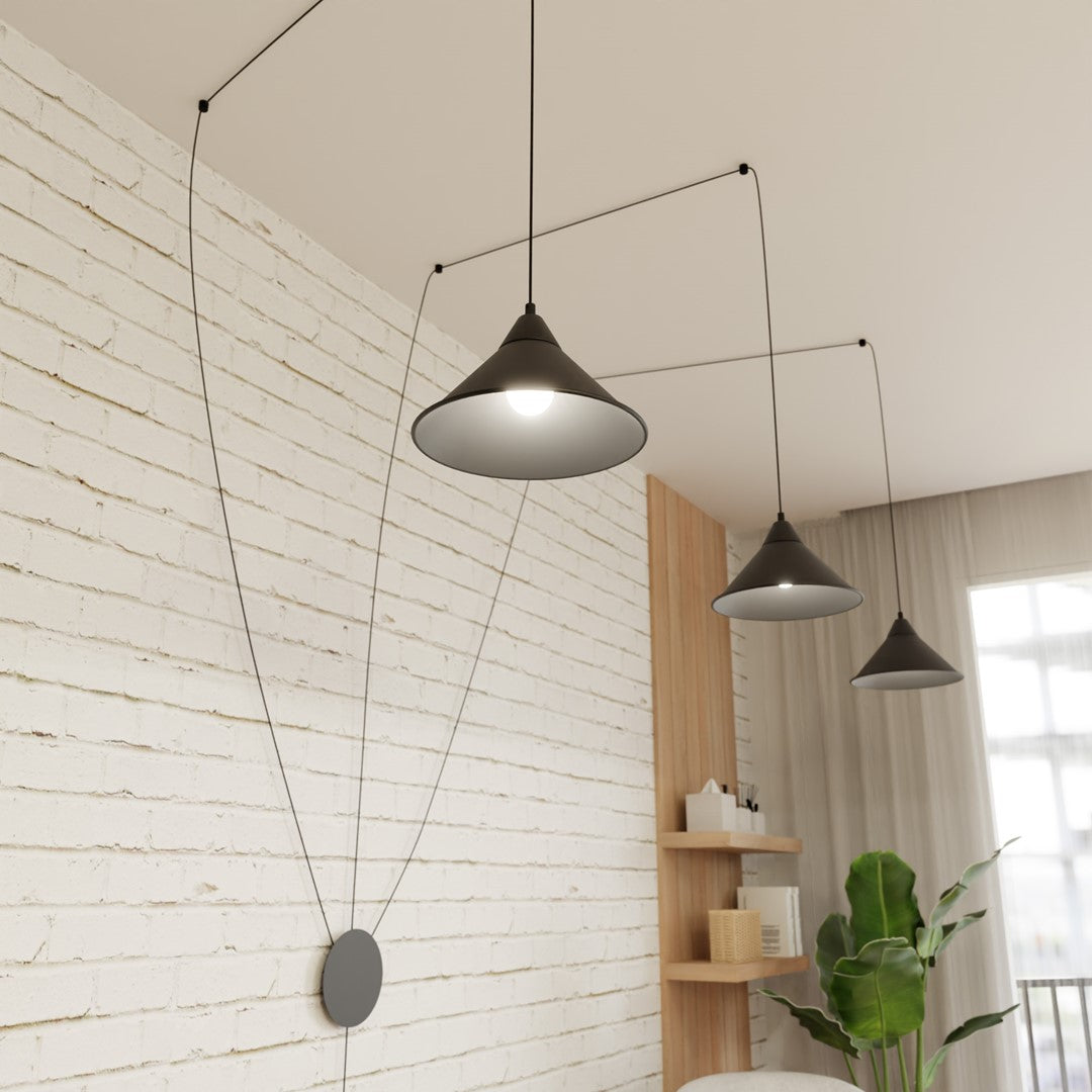 Lampa wisząca ABRAMO 3 BLACK nowoczesna, loft, czarna