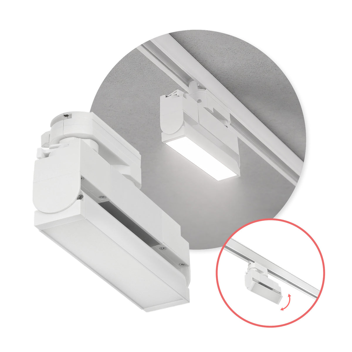 Reflektor szynowy LED 12W 4000K biały | Szynoprzewód 3-fazowy
