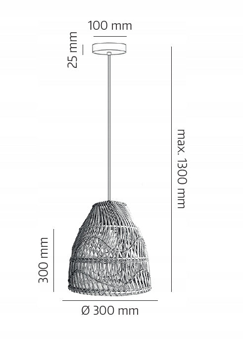 Lampa Rattanowa BOHO Wisząca Sufitowa na E27 do Salonu Odcienie beżu