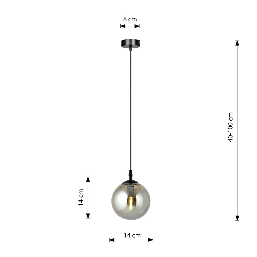 Lampa wisząca VEGAS 1 punkt światła E14 REGULOWANA klosz grafitowy