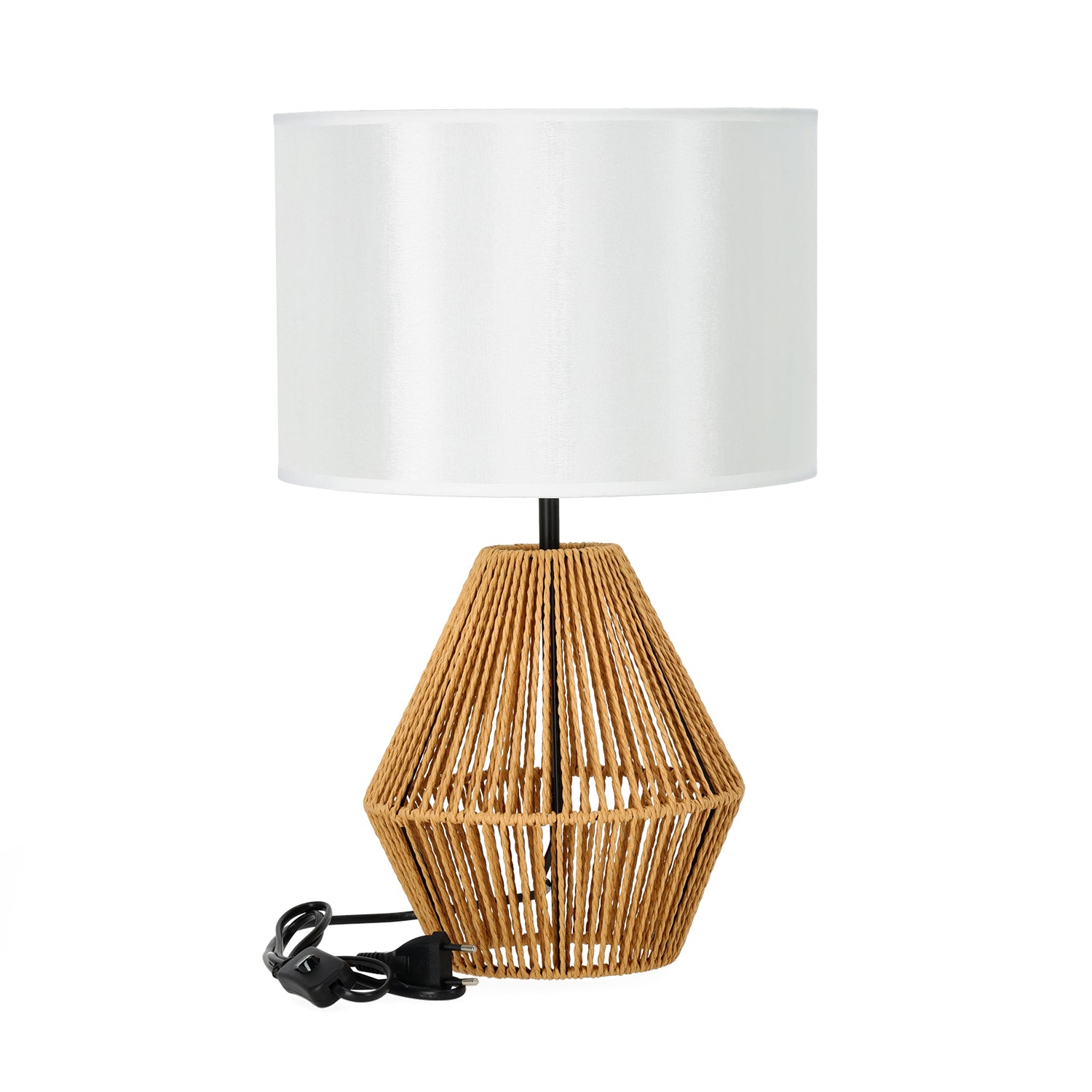 Lampka nocna Stołowa SIBU ST biały klosz STYL BOHO 1xE27 50cm Naturalna