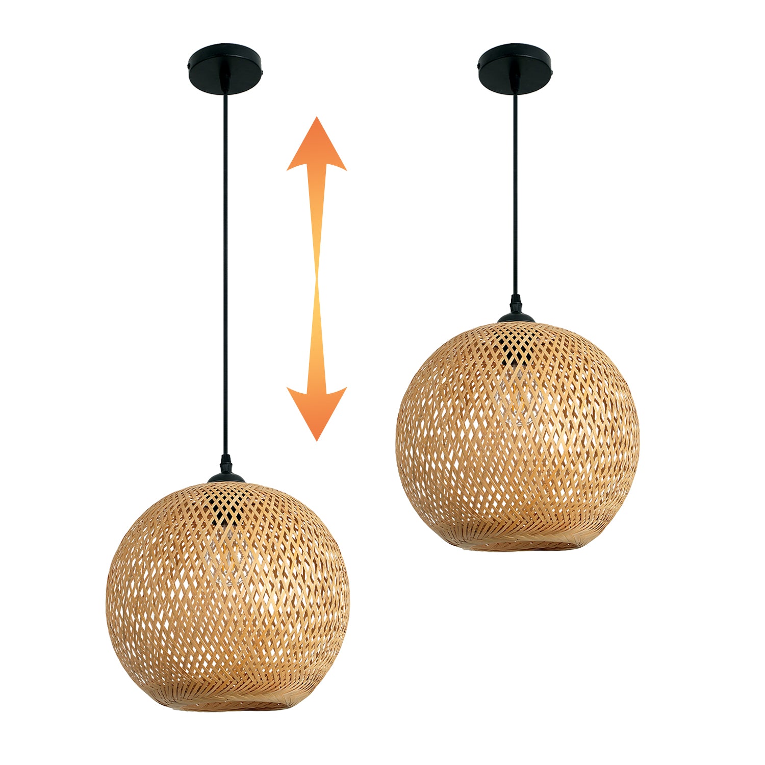 Zestaw Lampa Wisząca Boho ABAŻUR Bambusowy + Żarówka 7W E27 Barwa Ciepła