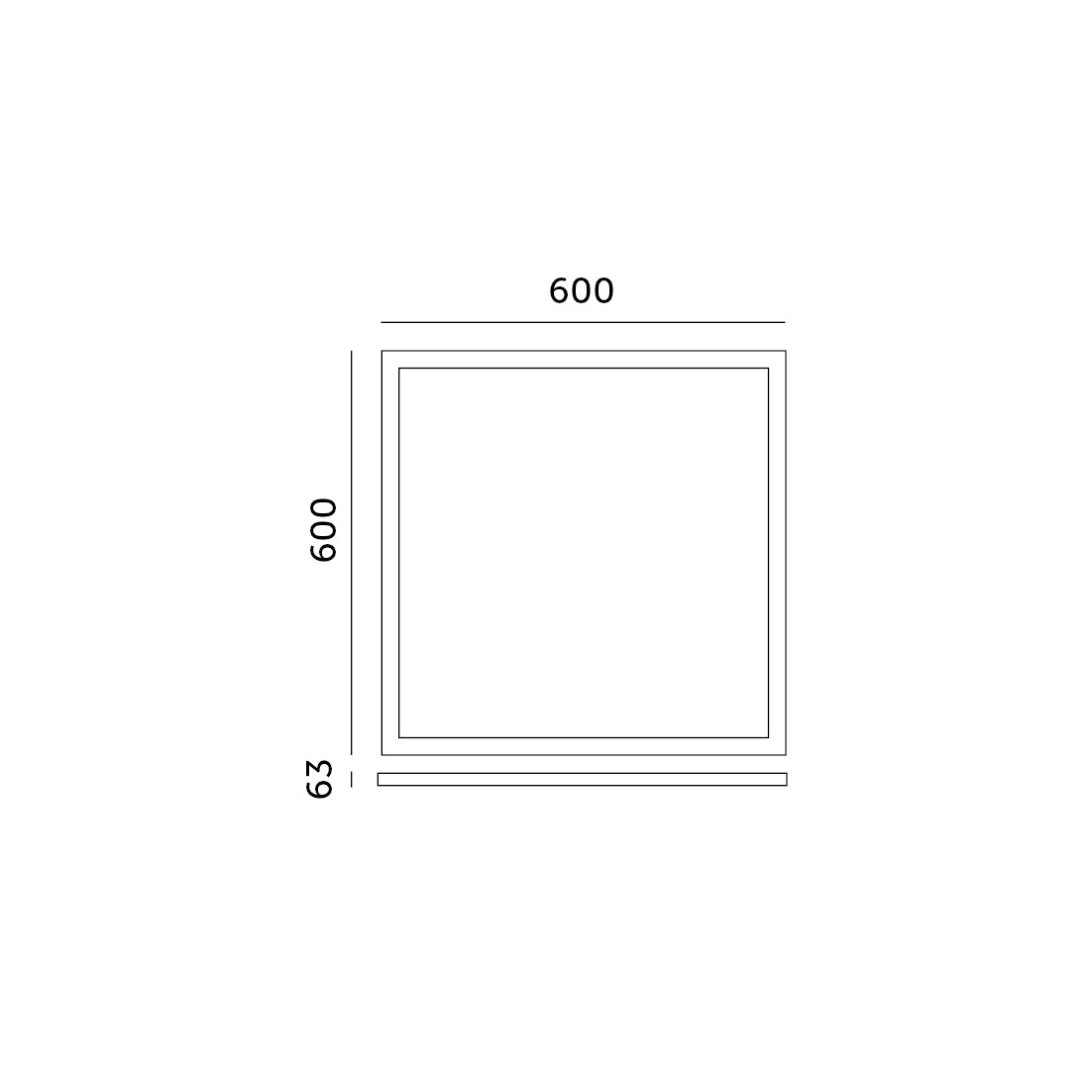 Ramka 63mm 60x60 do montażu natynkowego paneli LED wymiary