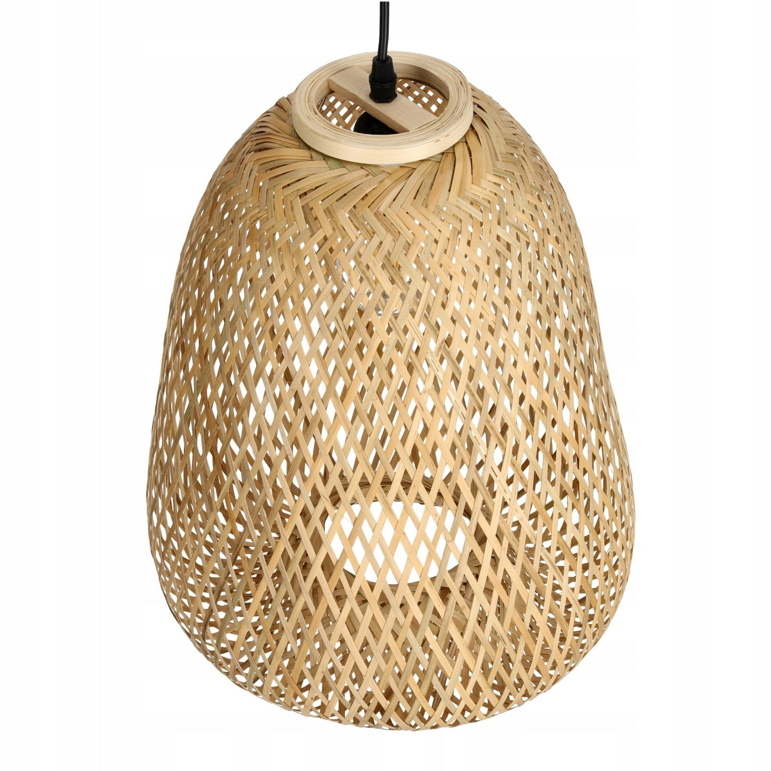 Lampa Sufitowa Boho Wisząca Pleciona Naturalna Klosz Bambusowy na E27