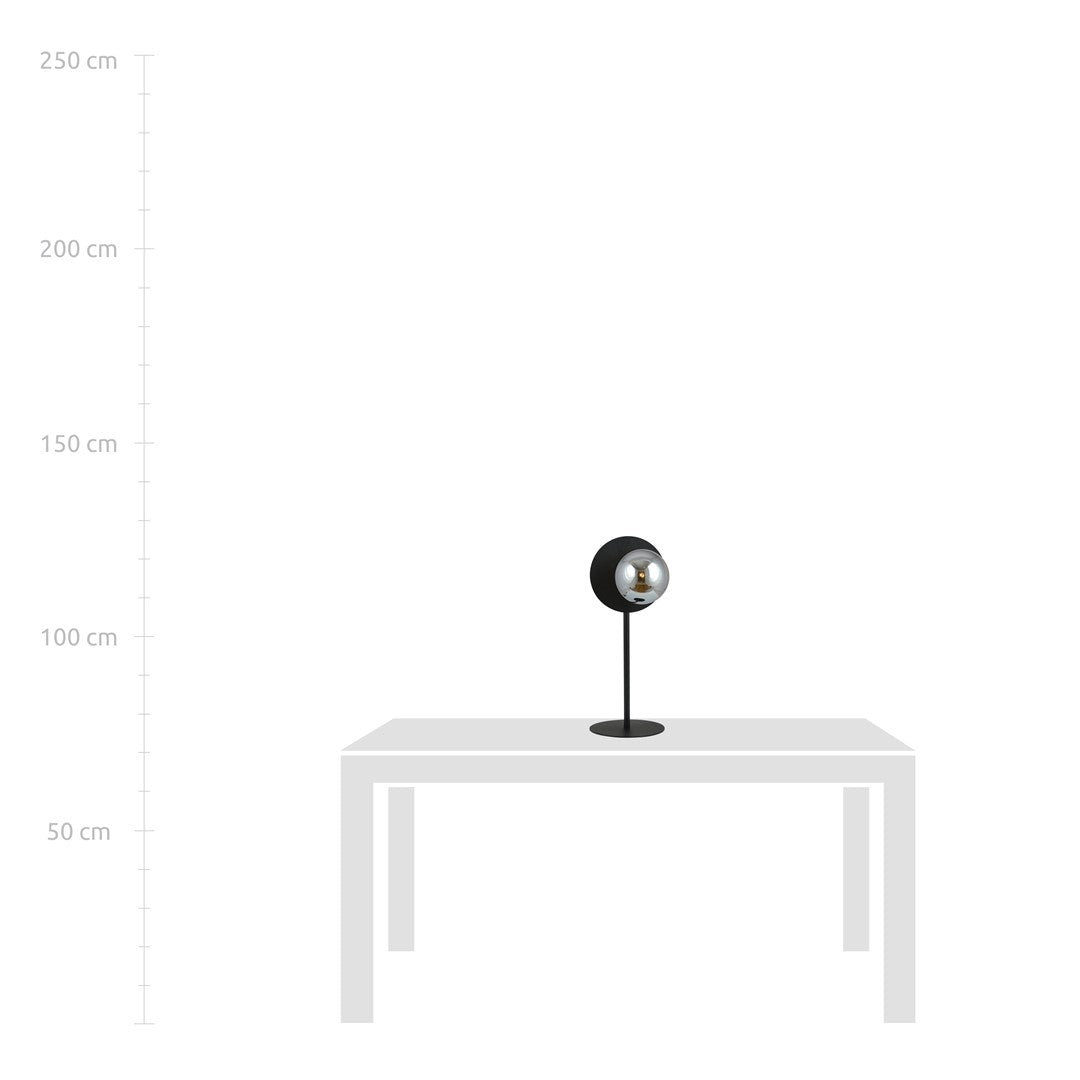 Lampka nocna czarna NICEA szklany klosz grafitowy E14 LAMPKA dekoracyjna