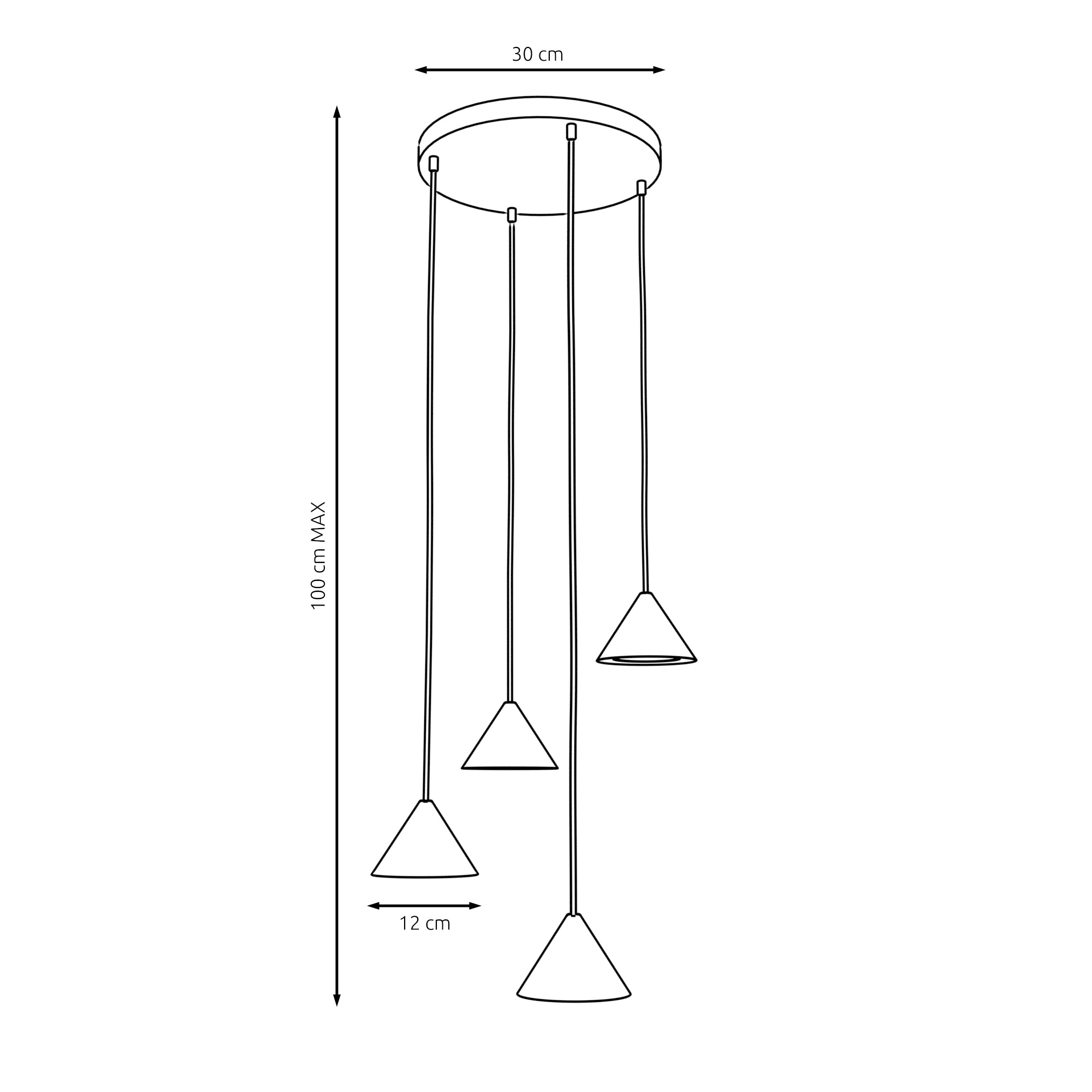 Lampa wisząca INEZ nowoczesny design SUFITOWA 4x klosz Metal GX53 regulacja