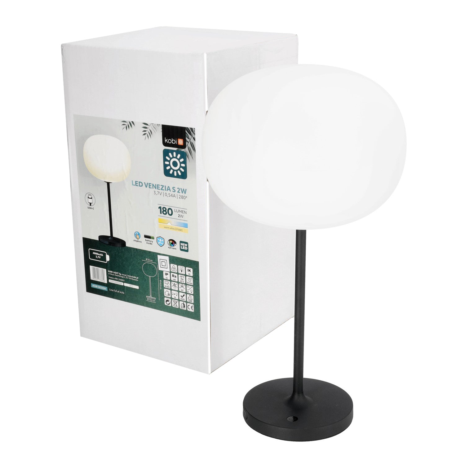 Lampa stołowa ogrodowa LED VENEZIA S 2W bezprzewodowa ładowanie USB 23cm