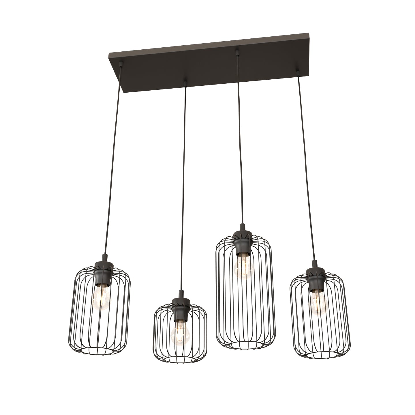 Lampa Sufitowa Wisząca LIMA 4-punktowa E27 Loft Metalowa Czarna Regulowana