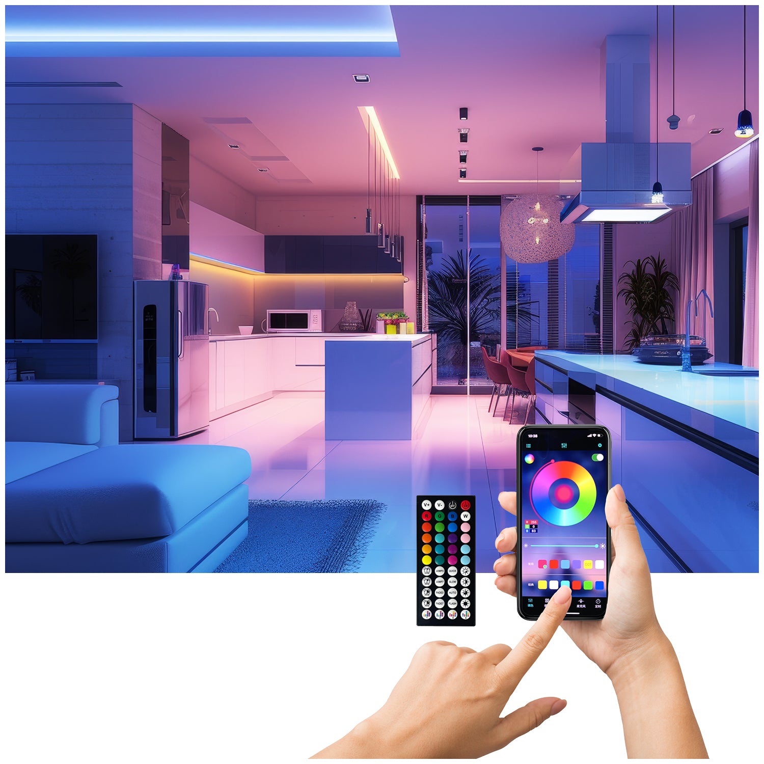 Taśma LED RGB 5050 Aplikacja SMART HOME 10M PILOT Bluetooth muzyka zestaw