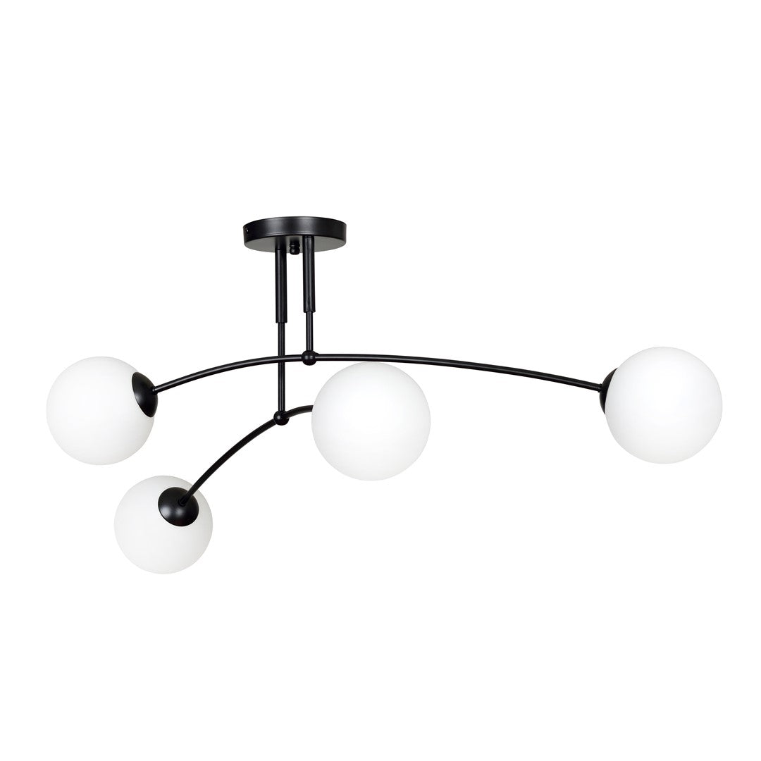 Lampa sufitowa PREGOS 4 BLACK klasyczna, klosz, czarno/biała