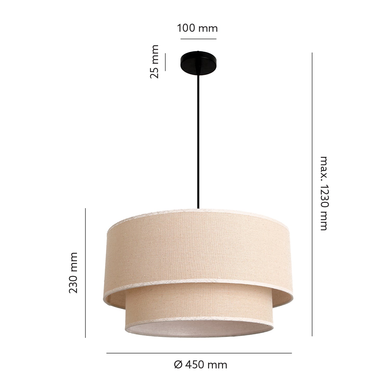 Zestaw Lampa Wisząca Boho Klosz z Tkaniny + Żarówka 7W E27 Barwa Ciepła