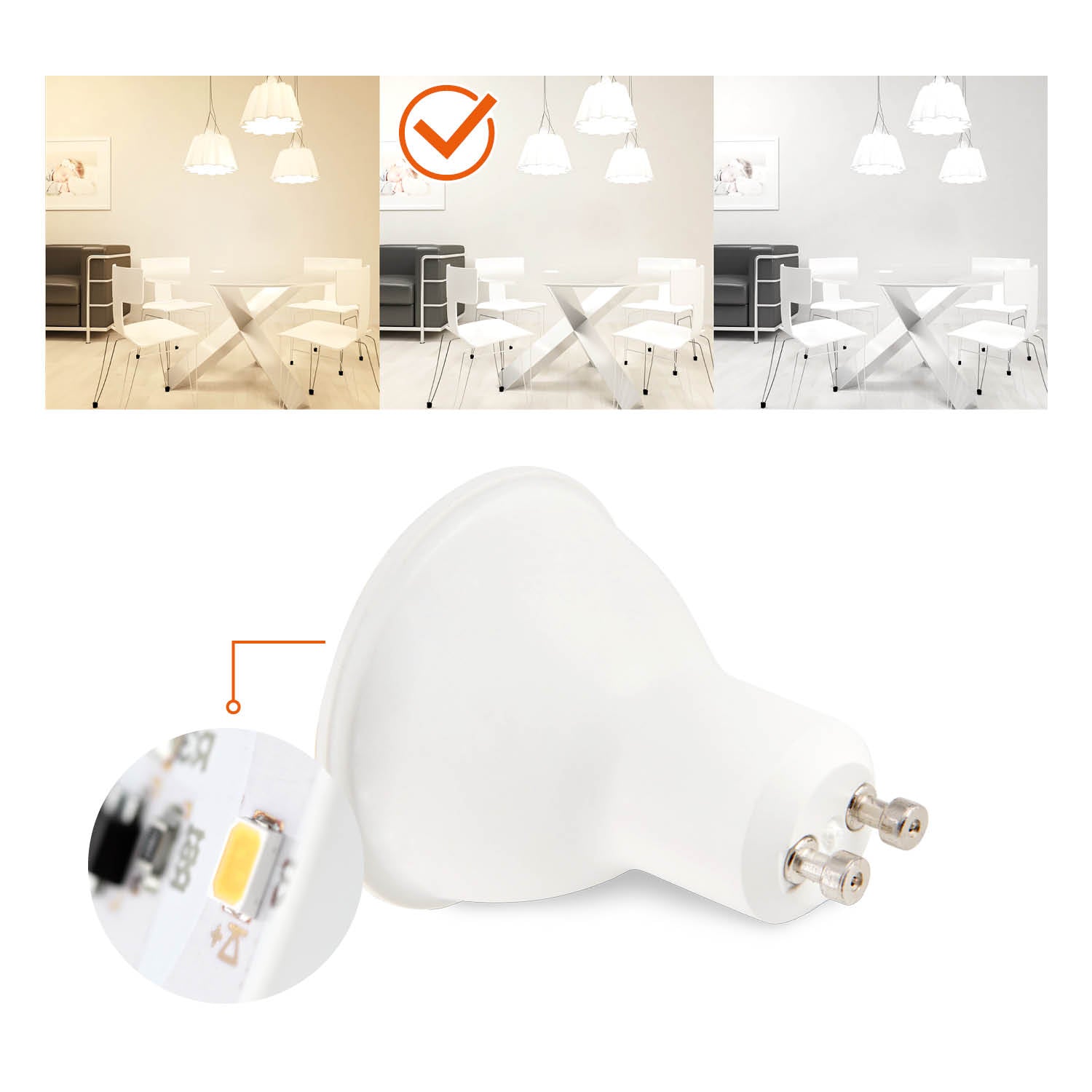 Zestaw 6x żarówka premium LED GU10 5W barwa neutralna biała