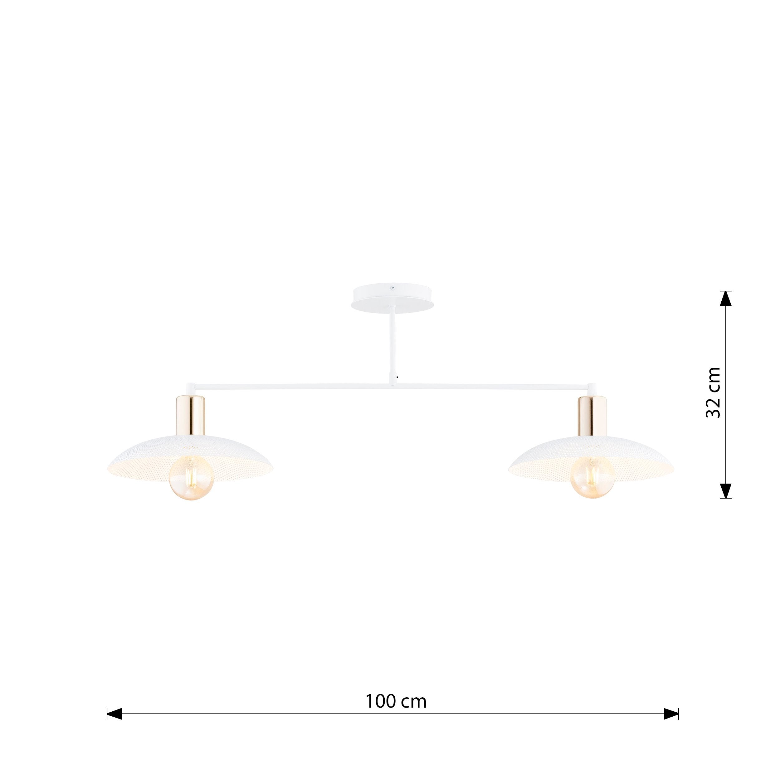 Duża lampa sufitowa NELI 100 cm 2xE27 BIAŁE KLOSZE metal złote dodatki