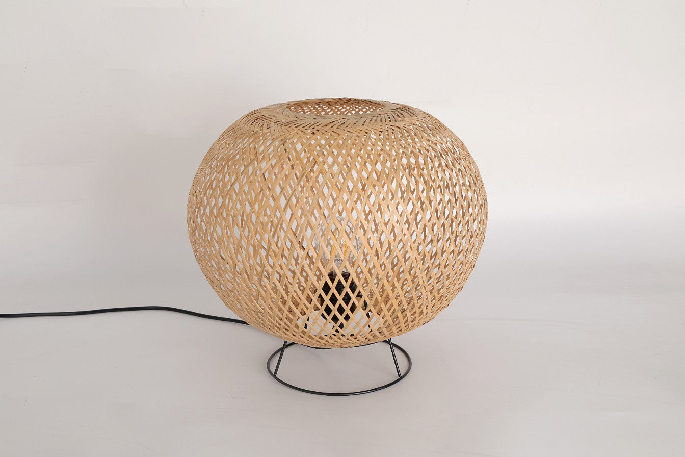 Lampa STOŁOWA styl Boho BIATAVIA ABAŻUR Bambusowy Naturalna dekoracyjna E27