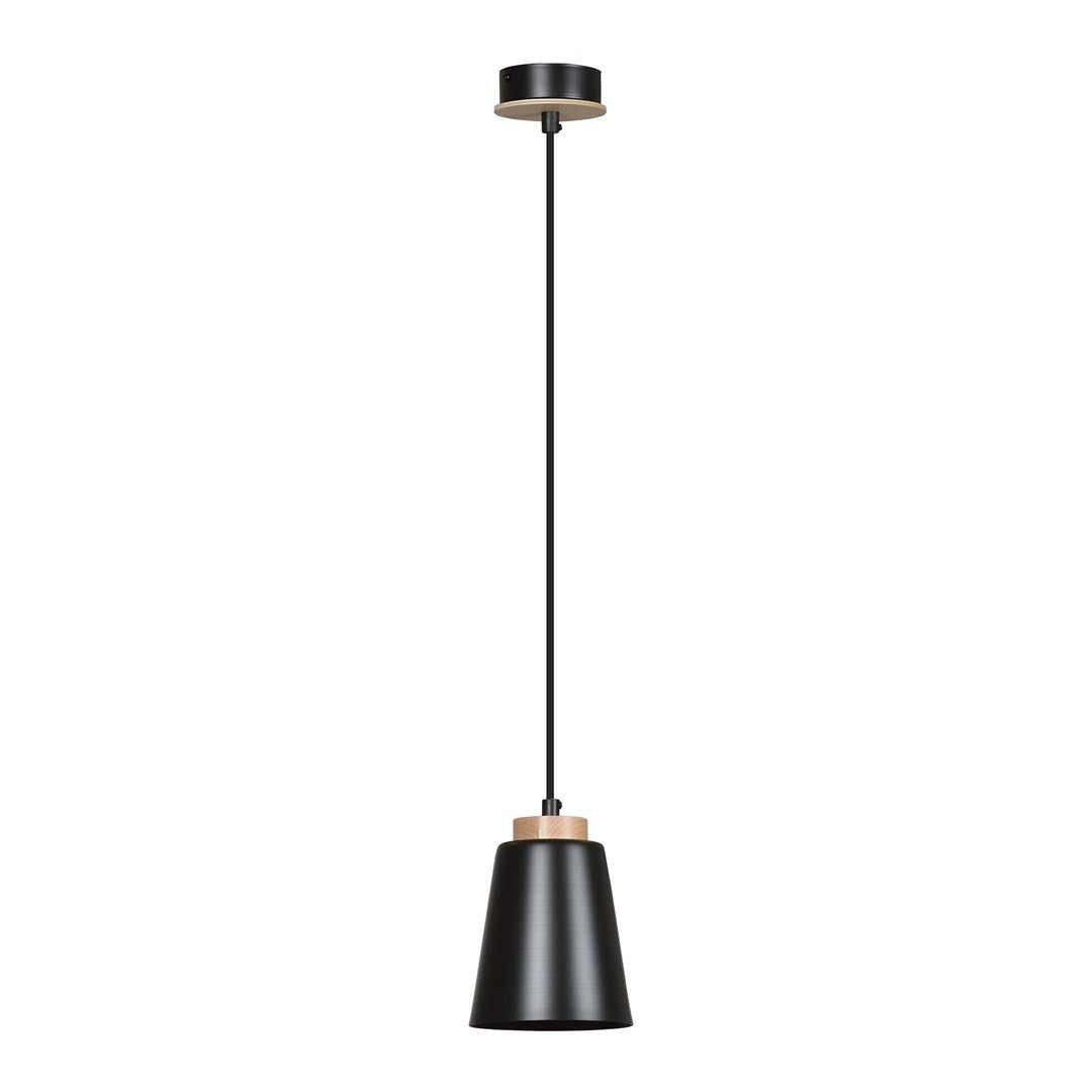 Lampa wisząca BOLERO 1 BLACK skandynawska, drewno, czarna