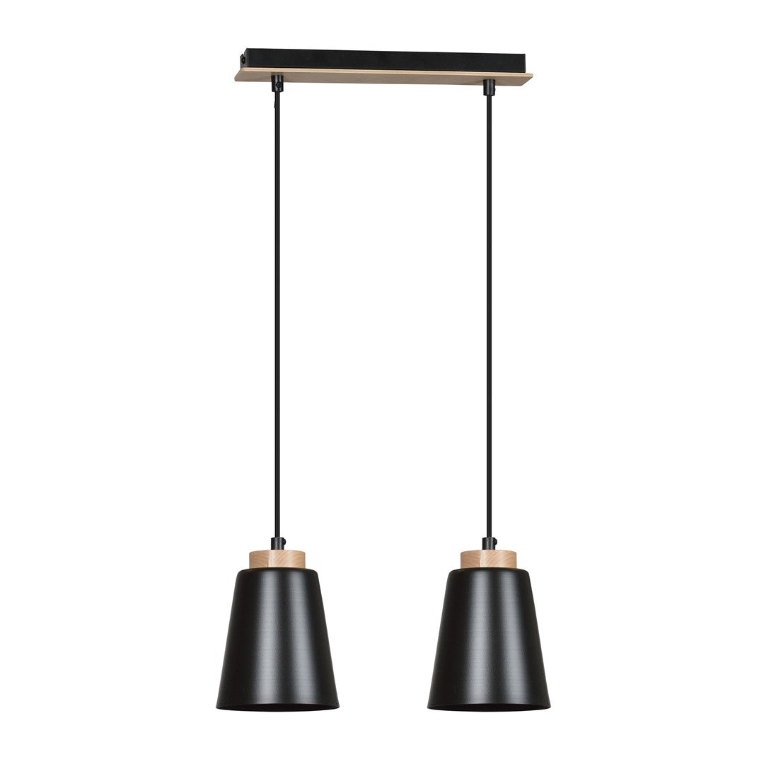 Lampa wisząca BOLERO 2 BLACK skandynawska, drewno, czarna