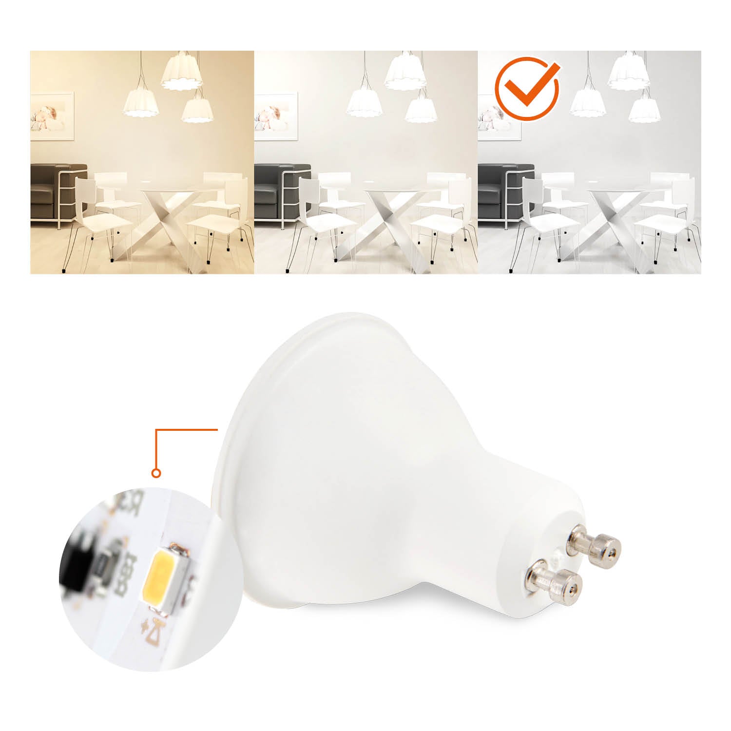 Zestaw 6x żarówka premium LED GU10 5W barwa zimnobiała