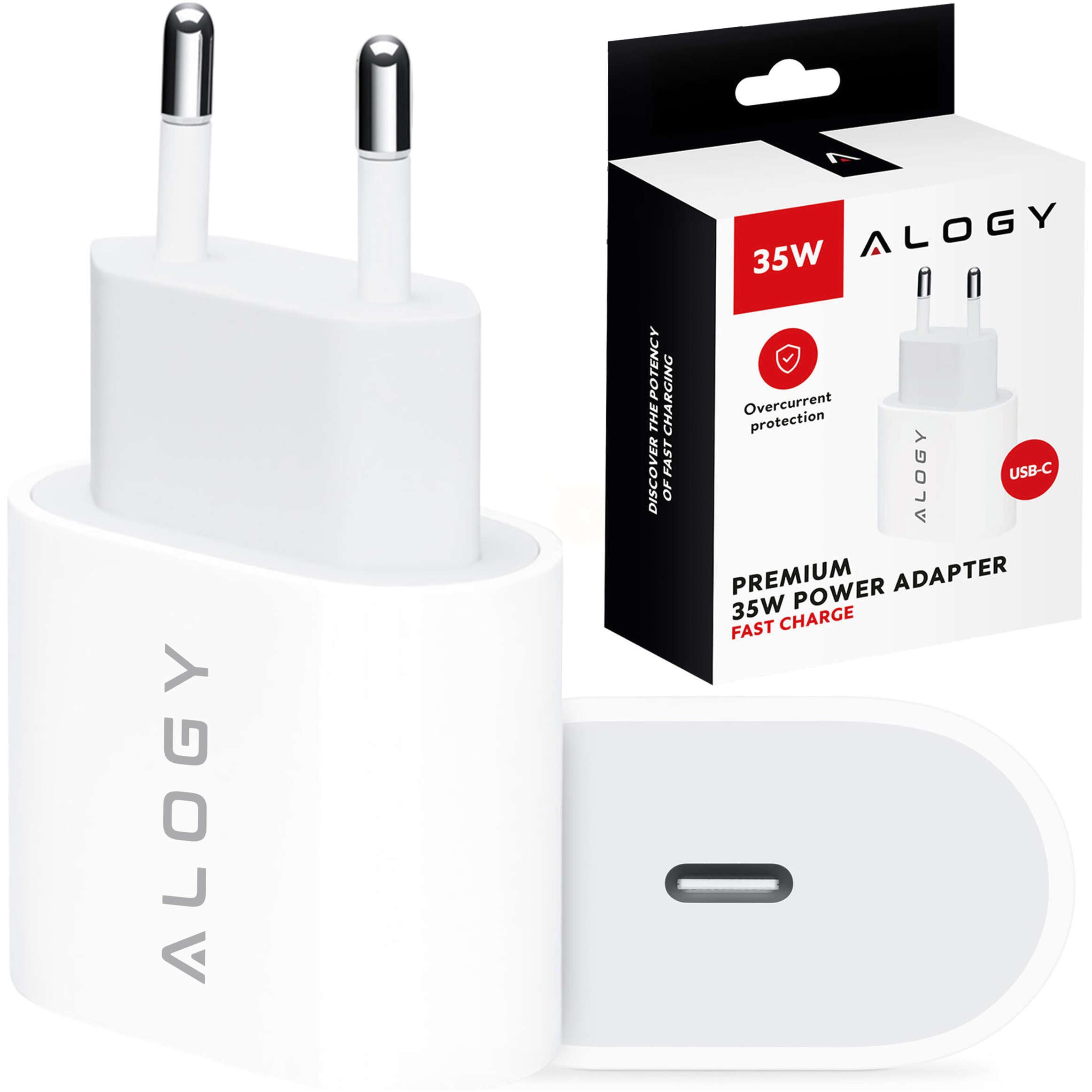 Szybka Ładowarka sieciowa 35W Mocna do iPhone ALOGY USB-C USB typ C PD GaN