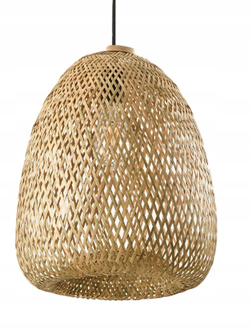 Lampa Sufitowa Boho Wisząca Pleciona Naturalna Klosz Bambusowy na E27