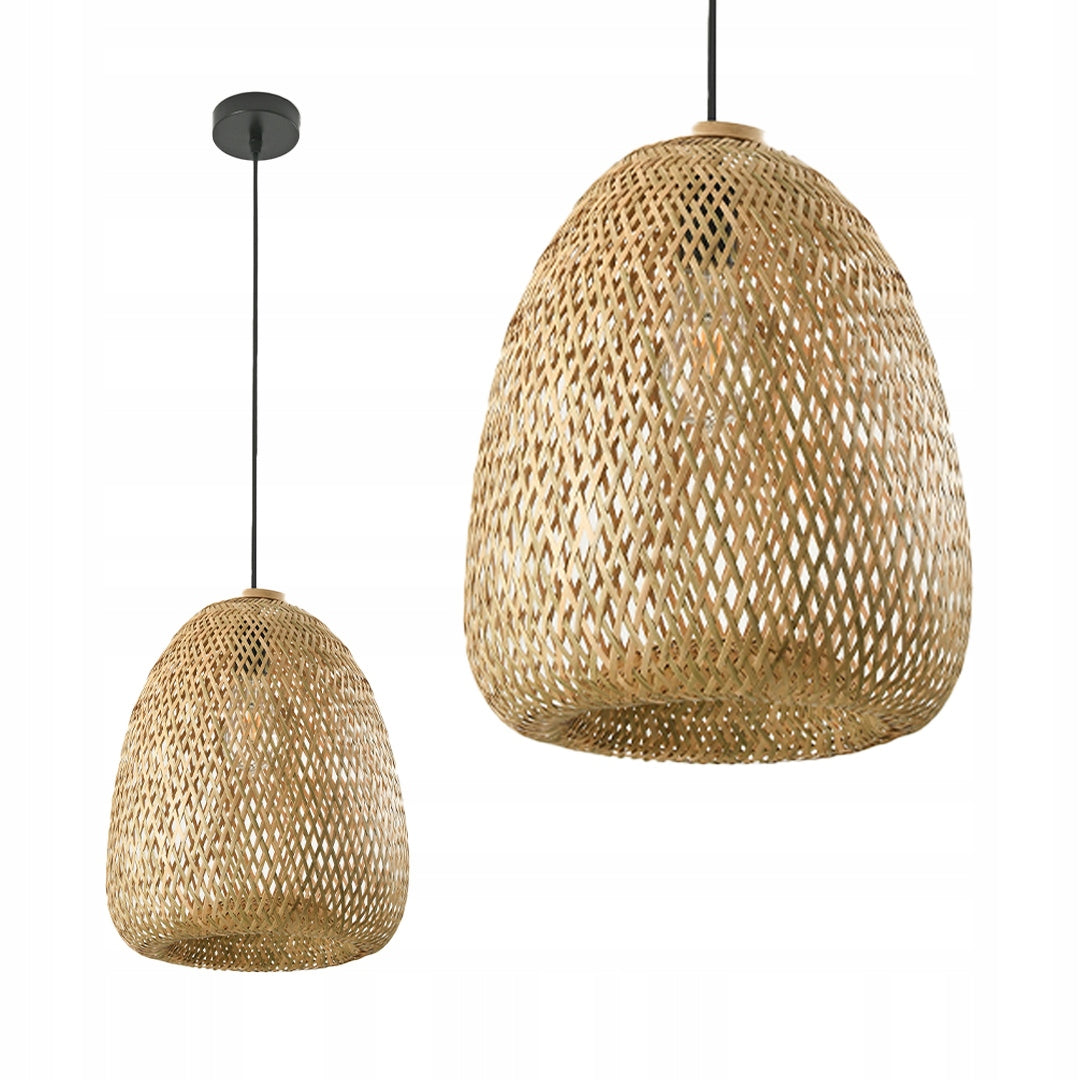 Lampa Sufitowa Boho Wisząca Pleciona Naturalna Klosz Bambusowy na E27