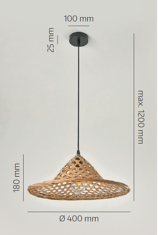 Lampa wisząca BOHO BRAGA okrągły klosz bambusowy