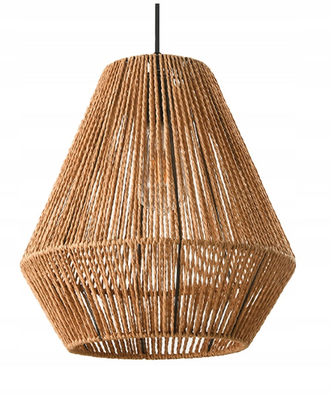 Lampa Sufitowa Wisząca BOHO ze Sznurka i Metalu E27 Odcienie Brązu