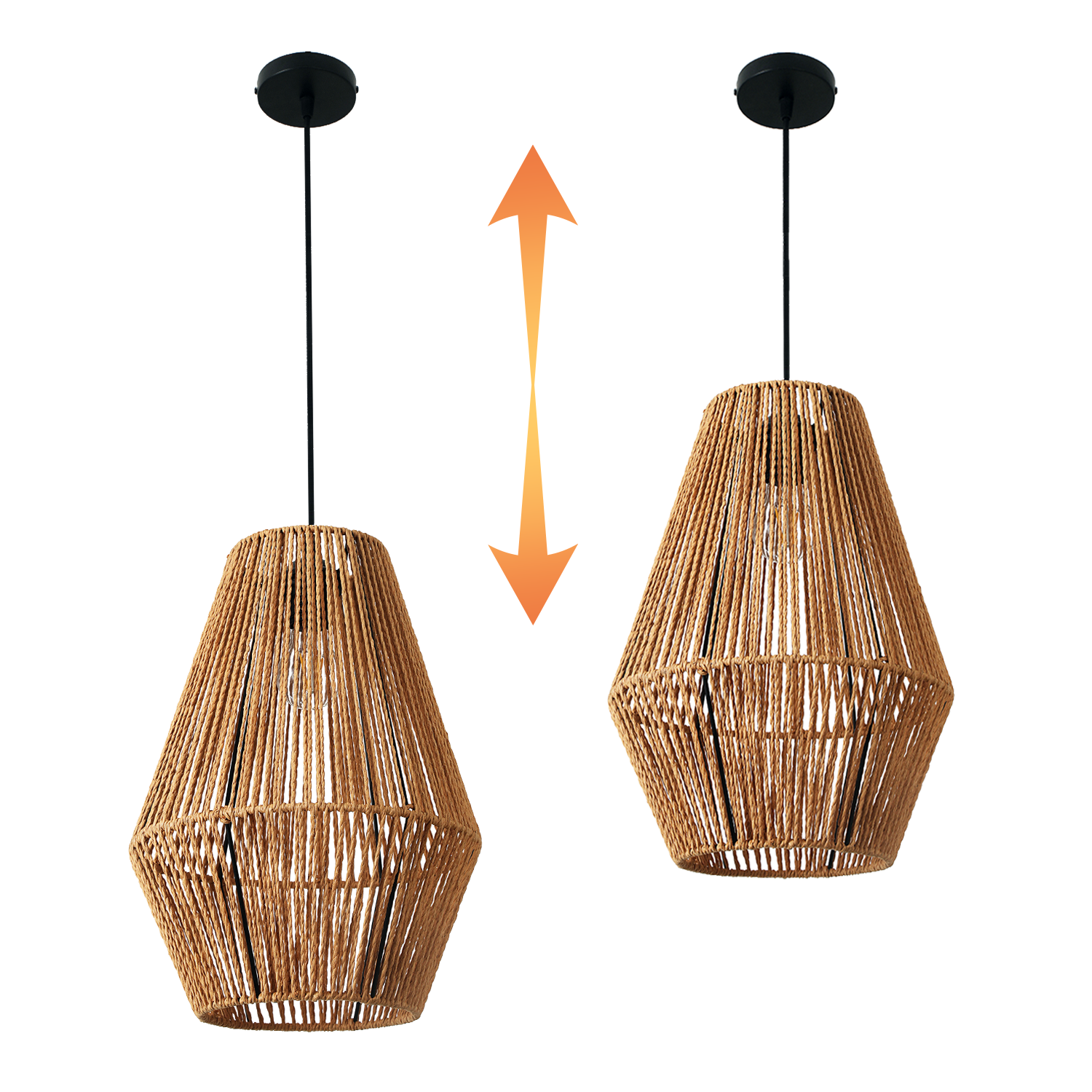 Lampa Wisząca SIBU 30cm Mała metal + sznurek 1xE27 Naturalna BOHO sufitowa