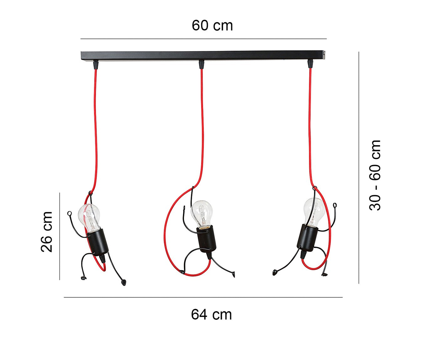 Lampa wisząca BOBI 3 BLACK dziecięca czarna