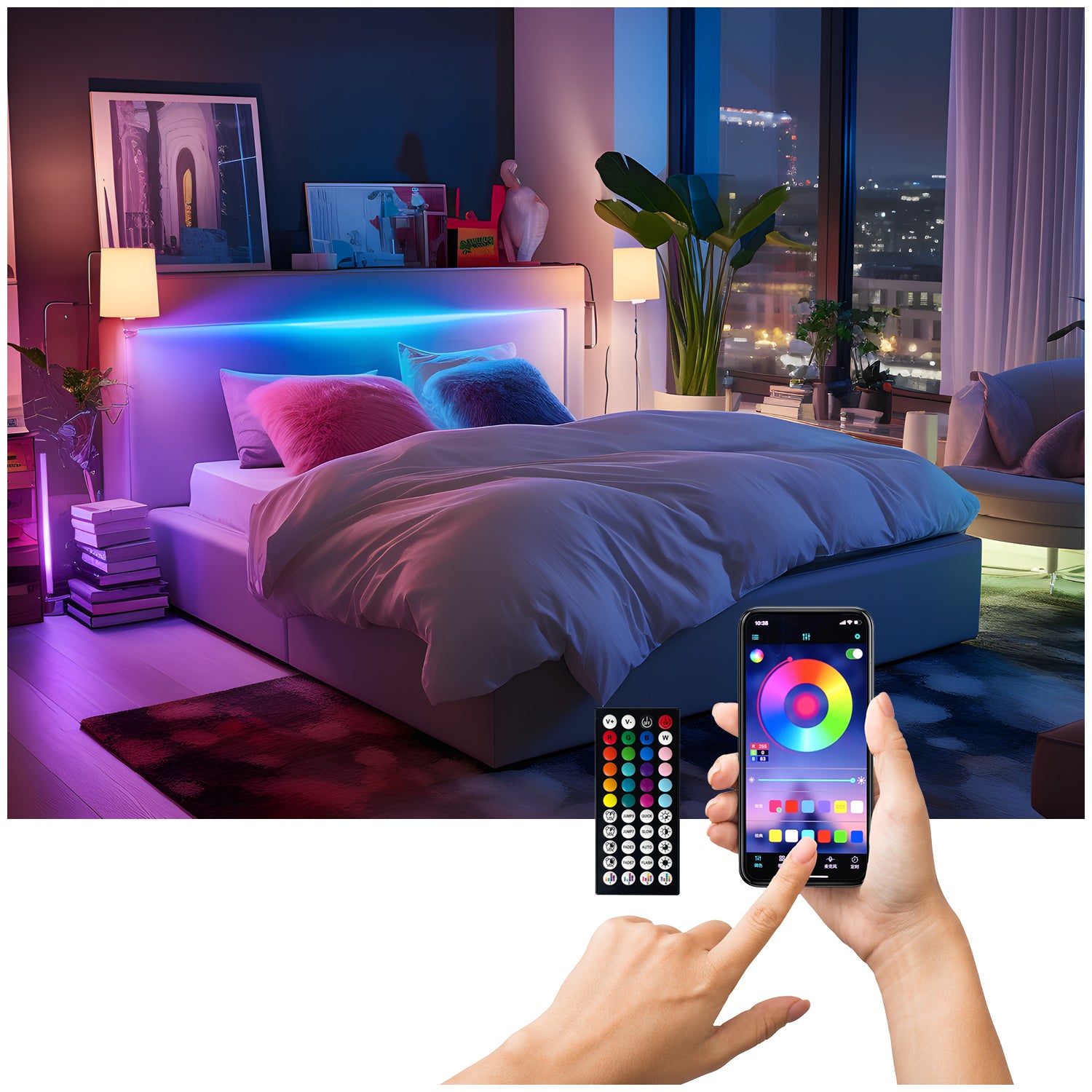 Taśma LED 20M RGB Kolorowa SMART HOME Aplikacja Miganie w Rytm Muzyki PILOT