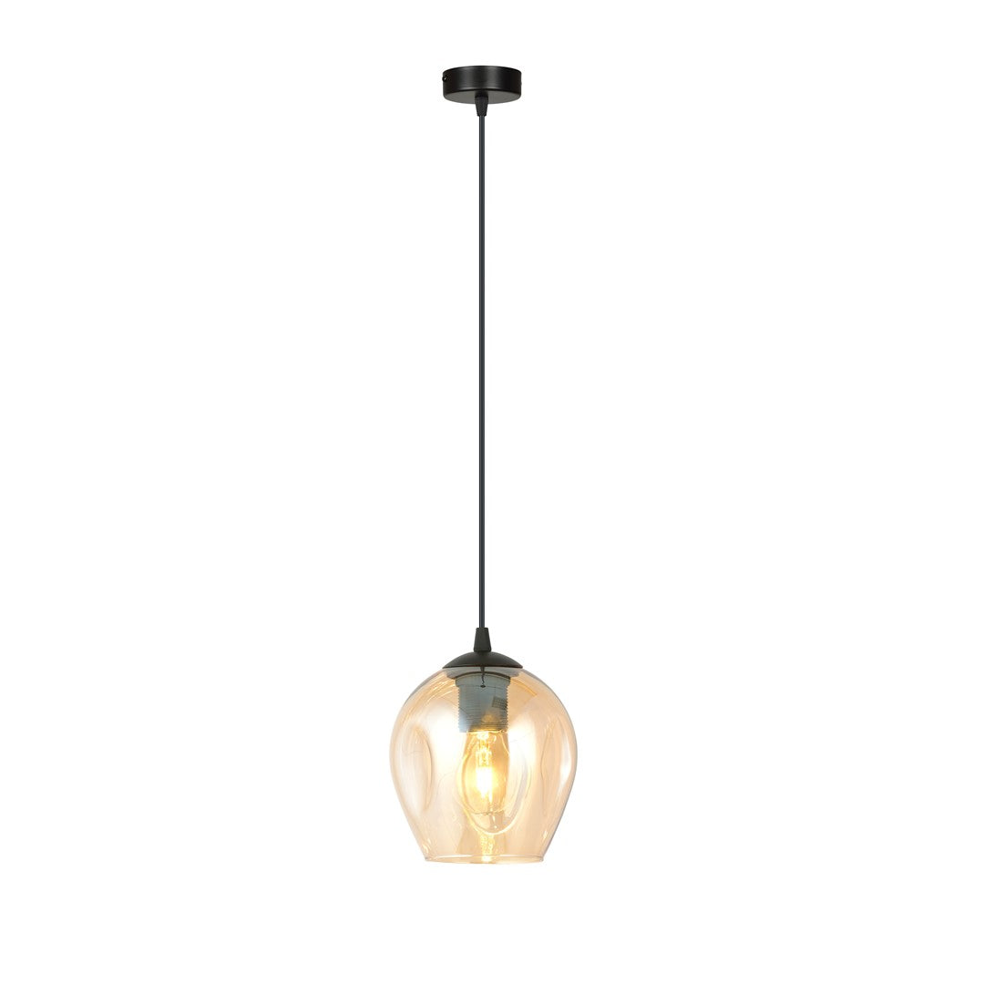 Lampa wisząca ISTAR 1 BL MIODOWY loft klosz bursztyn czarna