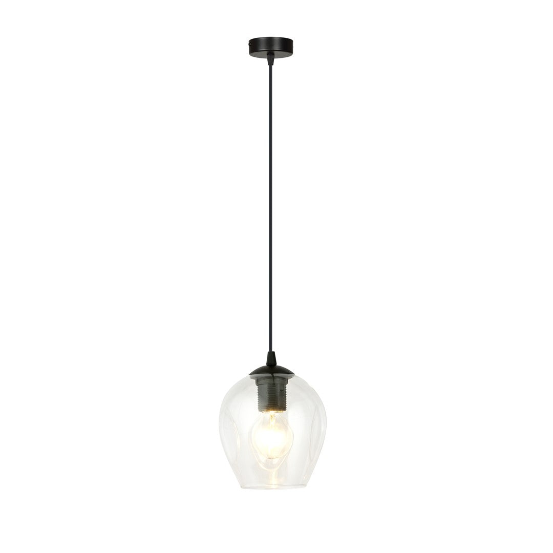 Lampa wisząca ISTAR 1 BL TRANSPARENT loft, klosz, czarna