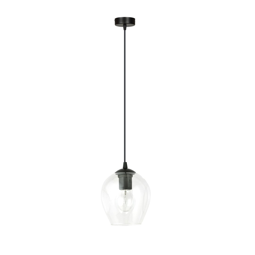 Lampa wisząca ISTAR 1 BL TRANSPARENT loft, klosz, czarna