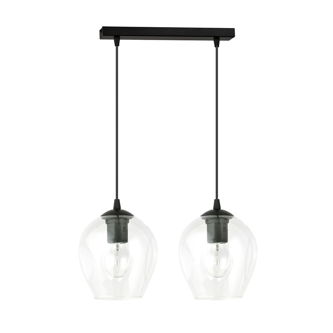 Lampa wisząca ISTAR 2 BL TRANSPARENT loft, klosz, czarna