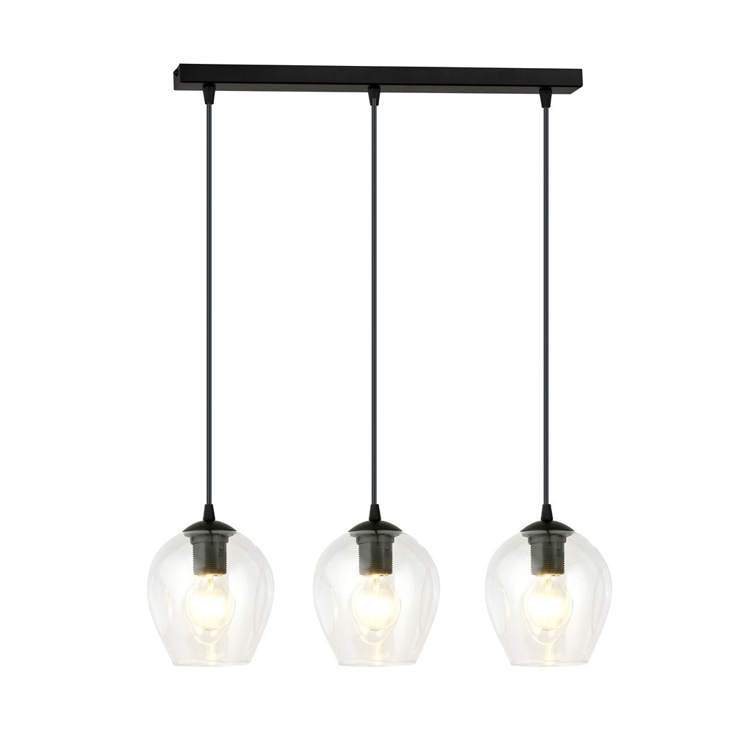 Lampa wisząca ISTAR 3 BL TRANSPARENT loft klosz czarna