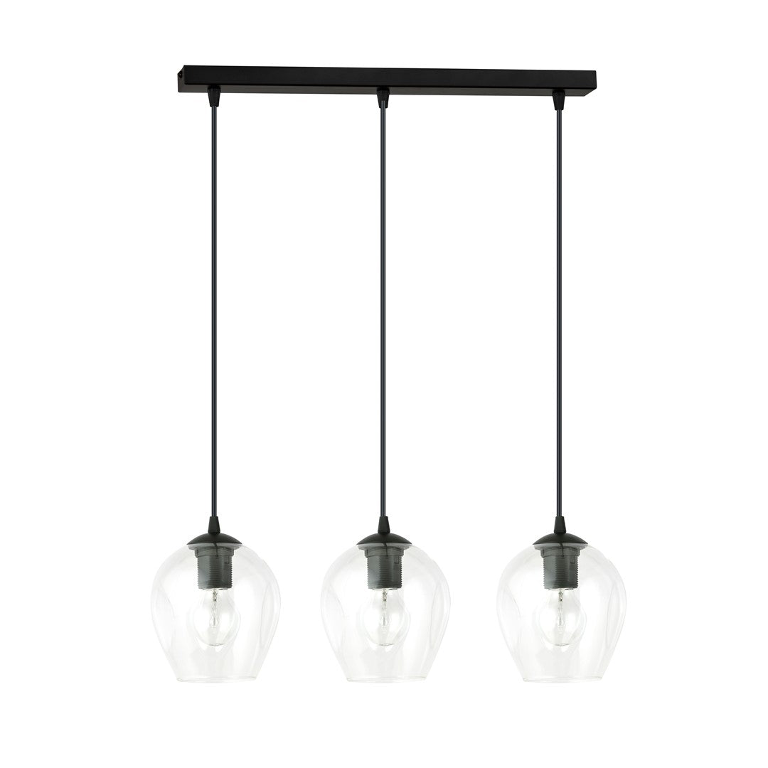 Lampa wisząca ISTAR 3 BL TRANSPARENT loft klosz czarna