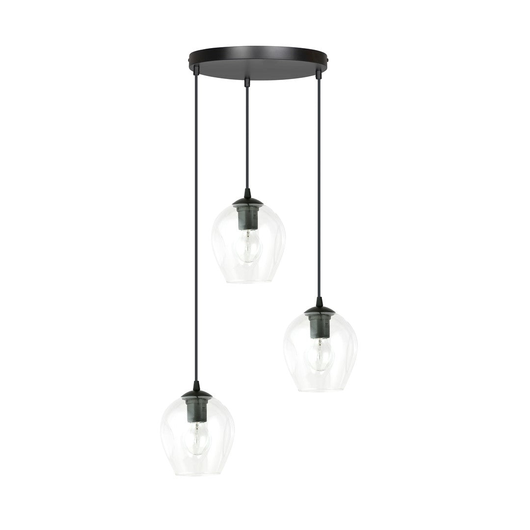 Lampa wisząca ISTAR 3 BL PREMIUM TRANSPARENT loft czarna