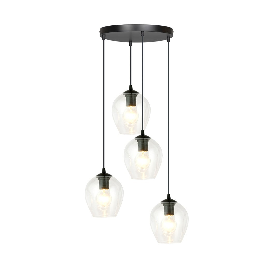 Lampa wisząca ISTAR 4 BL PREMIUM TRANSPARENT klosze, czarna